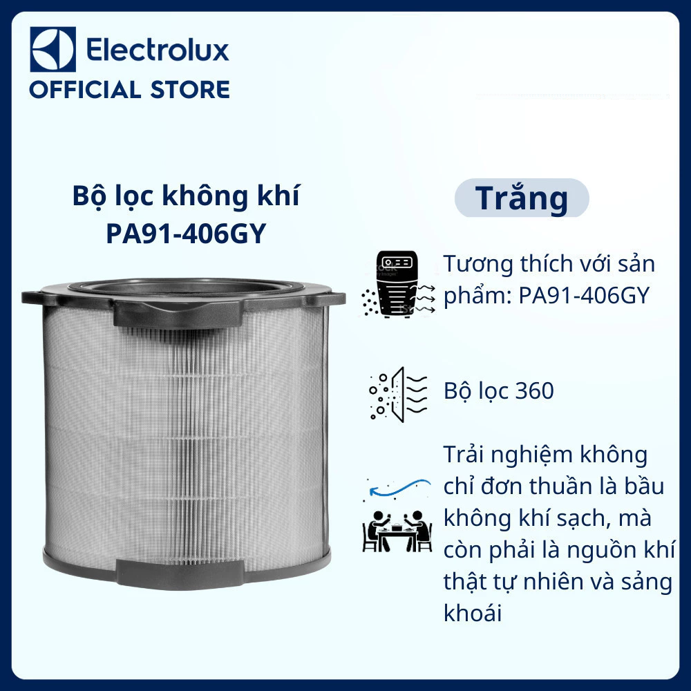 Bộ lọc không khí Electrolux 360 PA91-406GY,lọc bụi siêu mịn thông minh,khử mùi EFDCLN4