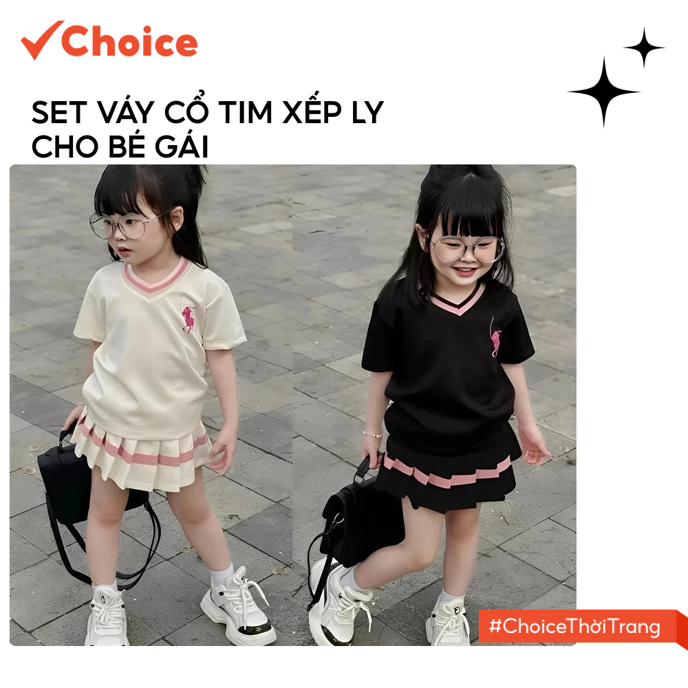 [Choice] Set Váy Cổ Tim Xếp Ly Cho Bé Gái FA1-2979-2 Họa Tiết Ngựa Size Từ 9-35kg
