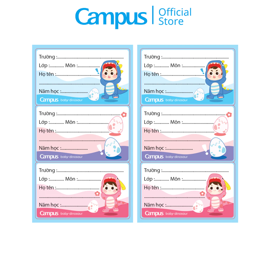 Nhãn Vở Dễ Thương Campus Zoo-2 Túi 12 Nhãn Campus