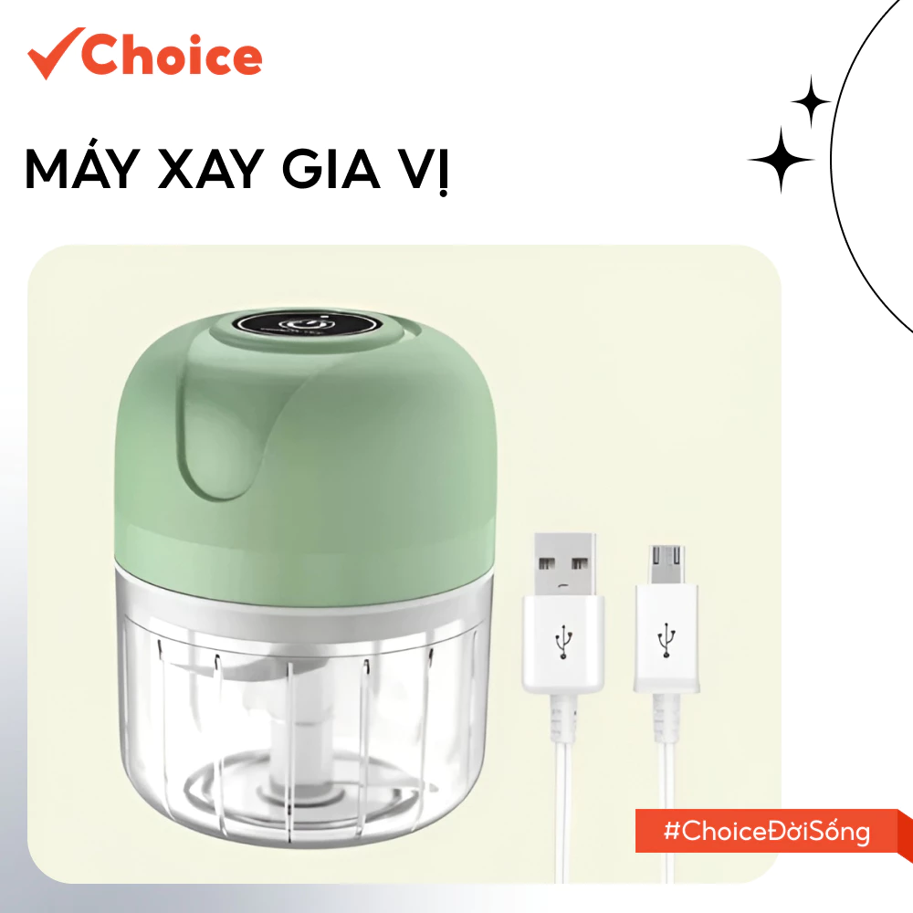 [Choice] Máy Xay Gia Vị LS1-2817-123 Tỏi Ớt Nhà Bếp, Đồ Ăn Dặm Cho Bé, Sạc Pin Tích Điện, 250Ml