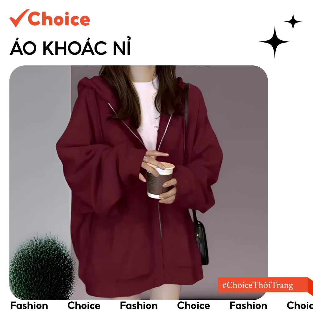 [New] [Choice] Áo Khoác Nỉ FA1-0507-7 Có Mũ Tay Dài Thu Đông Freesize Dáng Unisex