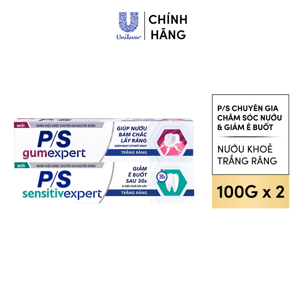 Combo Kem đánh răng P/S Chuyên gia Chăm Sóc Nướu & Giảm Ê Buốt 100g  – Bảo vệ nướu, giảm ê buốt, răng chắc khỏe