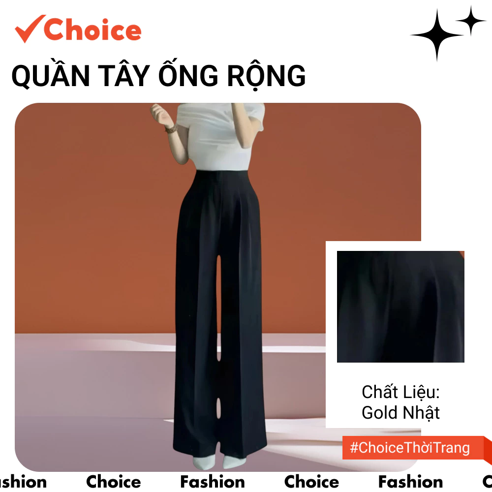 Quần Tây Ống Rộng Choice FA1-2711-13 Dáng Suông, Cạp Cao, Lưng Liền, Tôn Eo, Tôn Dáng