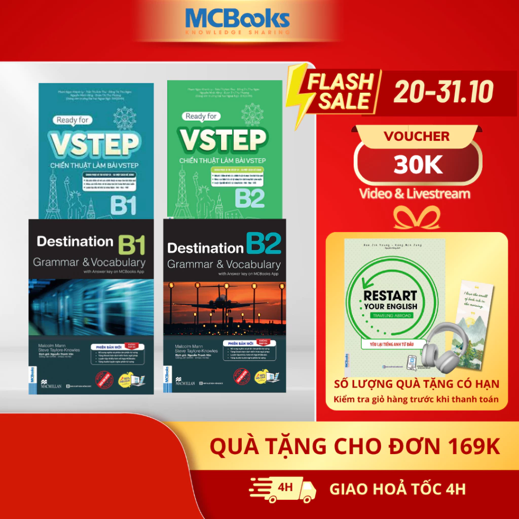 Sách - Combo Destination + VSTEP - Luyện thi chứng chỉ Tiếng Anh trình độ B1,B2 MCBooks