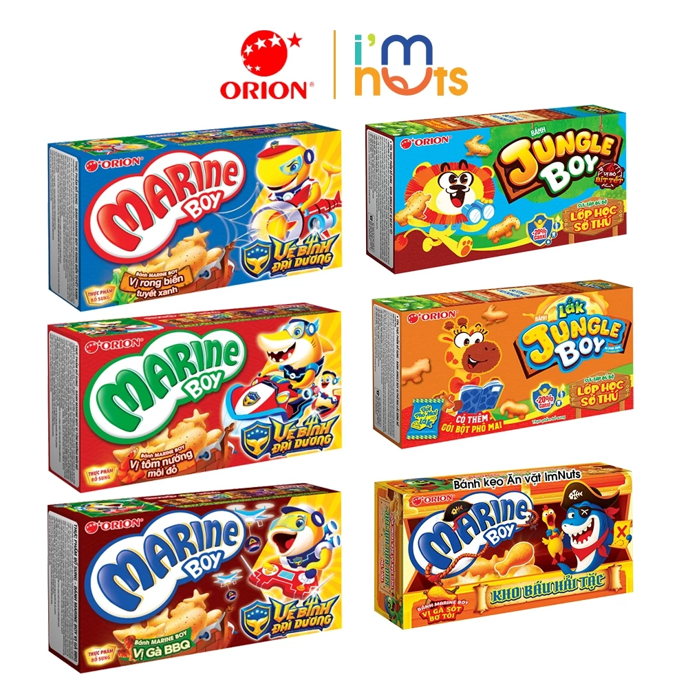 Combo 3 Hộp Snack Bánh Cá Marine Boy Và Bánh Khủng Long Jungle Boy Đủ Vị