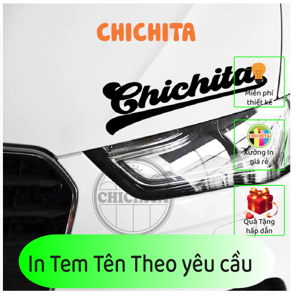 Tem tên theo yêu cầu, tem chữ ký dán xe máy, dán ô tô, mũ bảo hiểm, dán điện thoại Decal chống nước bền màu nổi bật