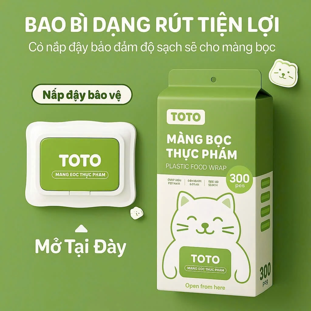 Túi 300c màng bọc thực phẩm chất liệu PE treo tường dạng rút, tiện lợi, có chun co dãn siêu dai