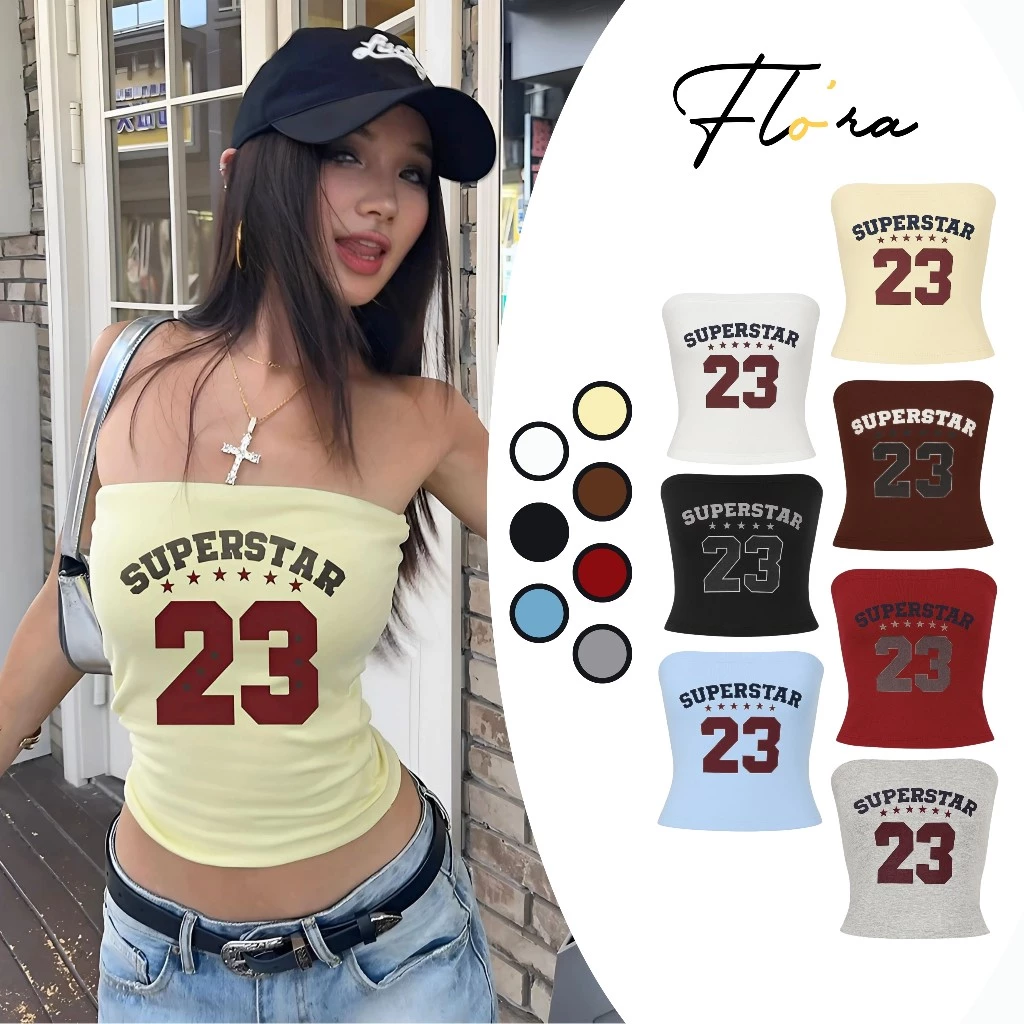 Áo ỐNG SUPERSTAR 23 Thun Borip Lụa Kiểu In Hình DD32, Áo Thun Quây Nữ Ôm Body Nhiều Màu Flo'ra