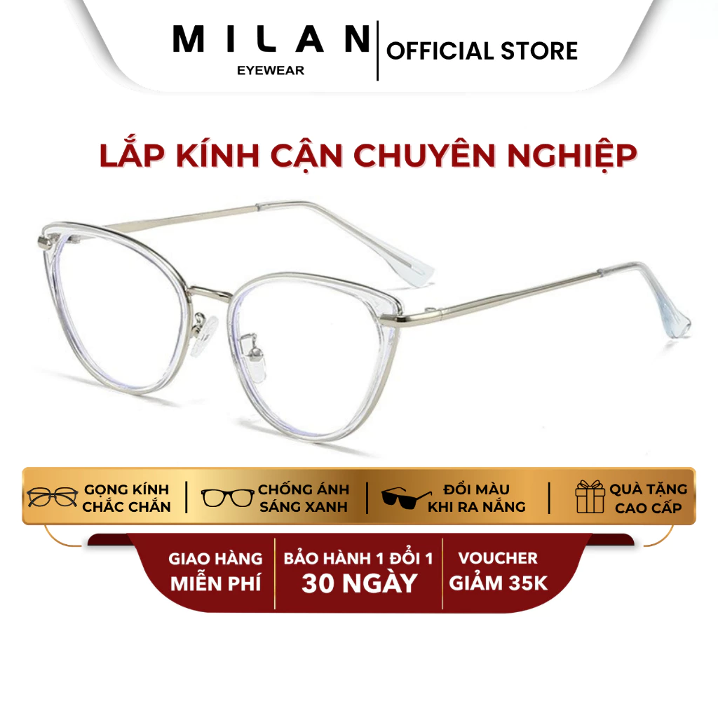 Gọng Kính Cận Mắt Mèo MILAN EYEWEAR Chất Liệu Kim Loại Mắt Kính Cận Lắp Độ Theo Yêu Cầu MI29