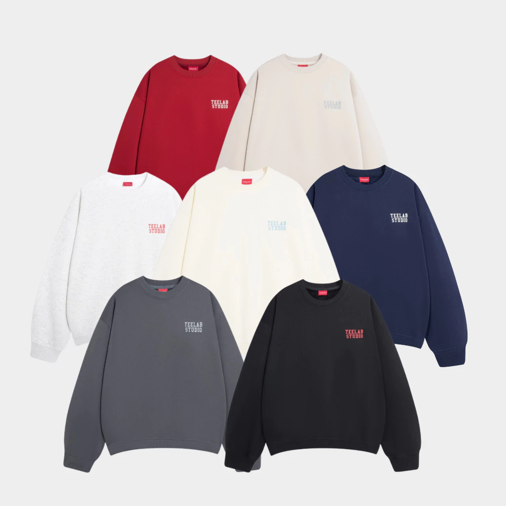 Áo Sweater Nỉ Lông Cáo Teelab Basic Logo Mềm mịn Unisex Nam Nữ Local Brand HD096