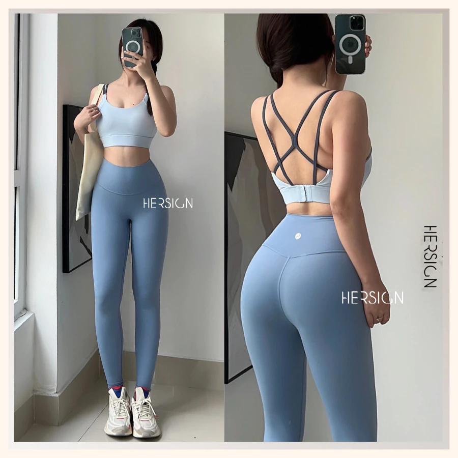 HERSIGN Set tập yoga nữ Bộ đồ tập gym nữ Quần legging dài cao cấp SMIXB45L39A BST HERSIGN CORELYNE