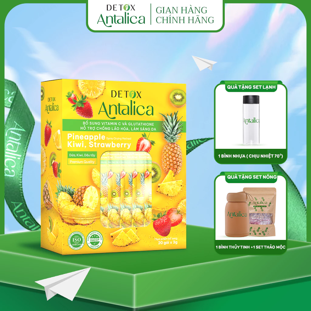 [HOT] Detox Dứa Thơm Antalica Bổ Sung Glutathione Và VitaminC, Thơm Ngon Hộp, 20 Gói
