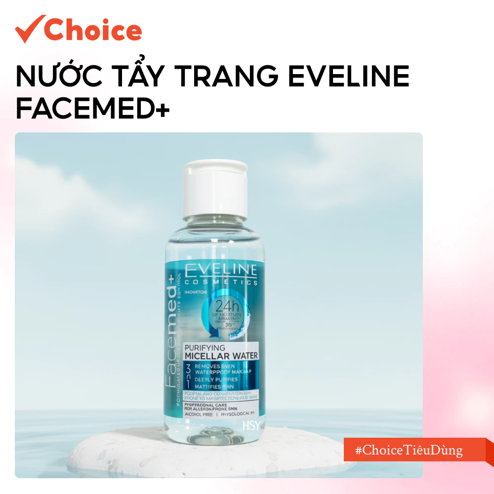 Nước Tẩy Trang Eveline Facemed+ Choice FM1-2397-250 Sạch Sâu 3 Tác Động, Dung Tích 100ml