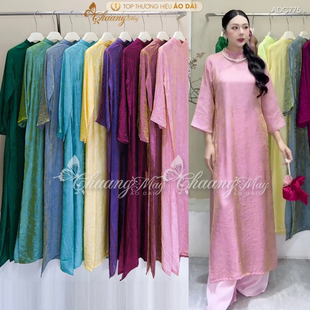 Áo dài cách tân nữ dáng suông xưa lụa tằm the óng Tencel ADC775 áo dài Tết dự tiệc cưới hỏi lễ đẹp