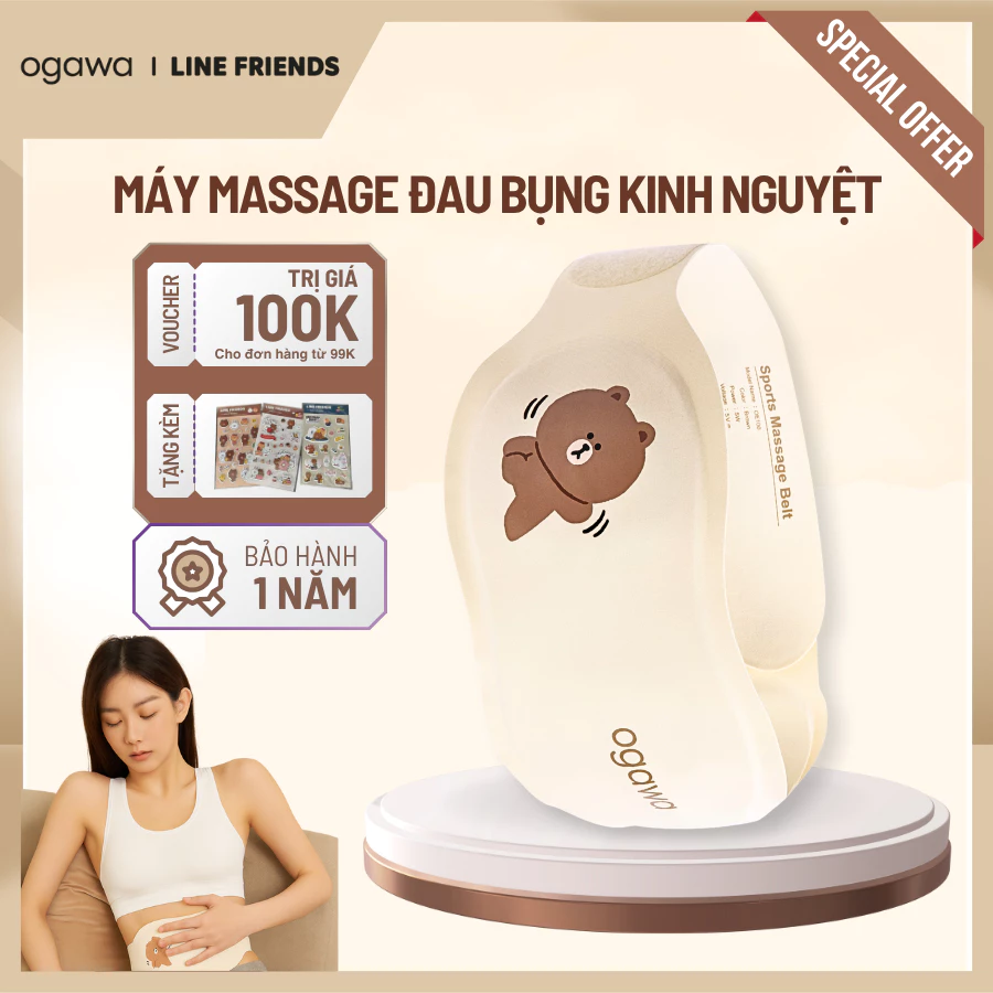 Máy massage bụng đa năng OGAWA LINE FRIENDS – Hỗ trợ giảm béo, làm săn chắc da , giảm đau bụng