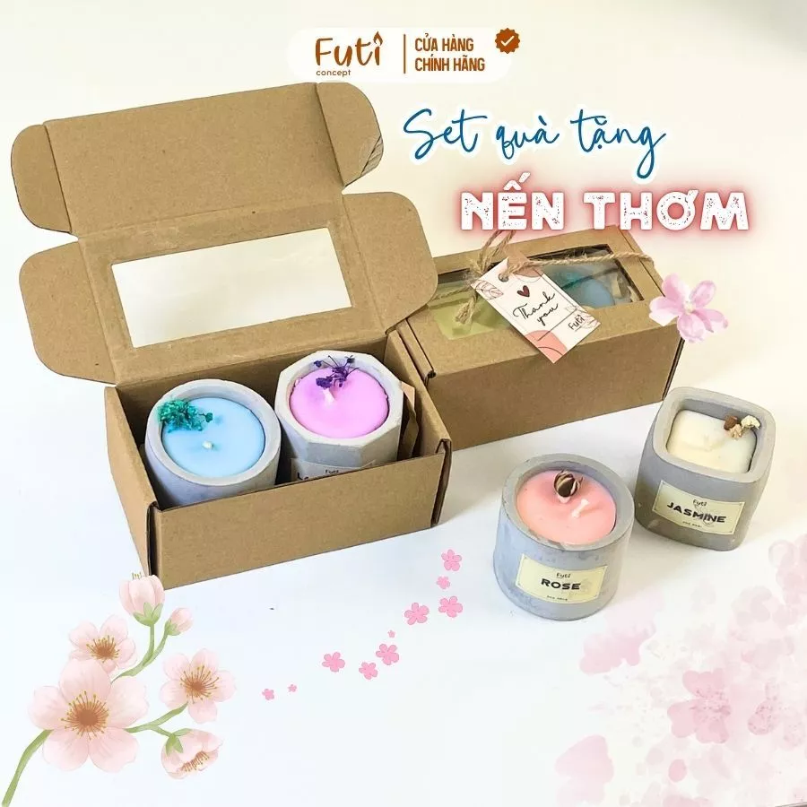 Hộp Quà Tặng 2 Nến Thơm Handmade, Quà Tặng Sinh Nhật, Tốt Nghiệp Cho Bạn Bè, Người Yêu