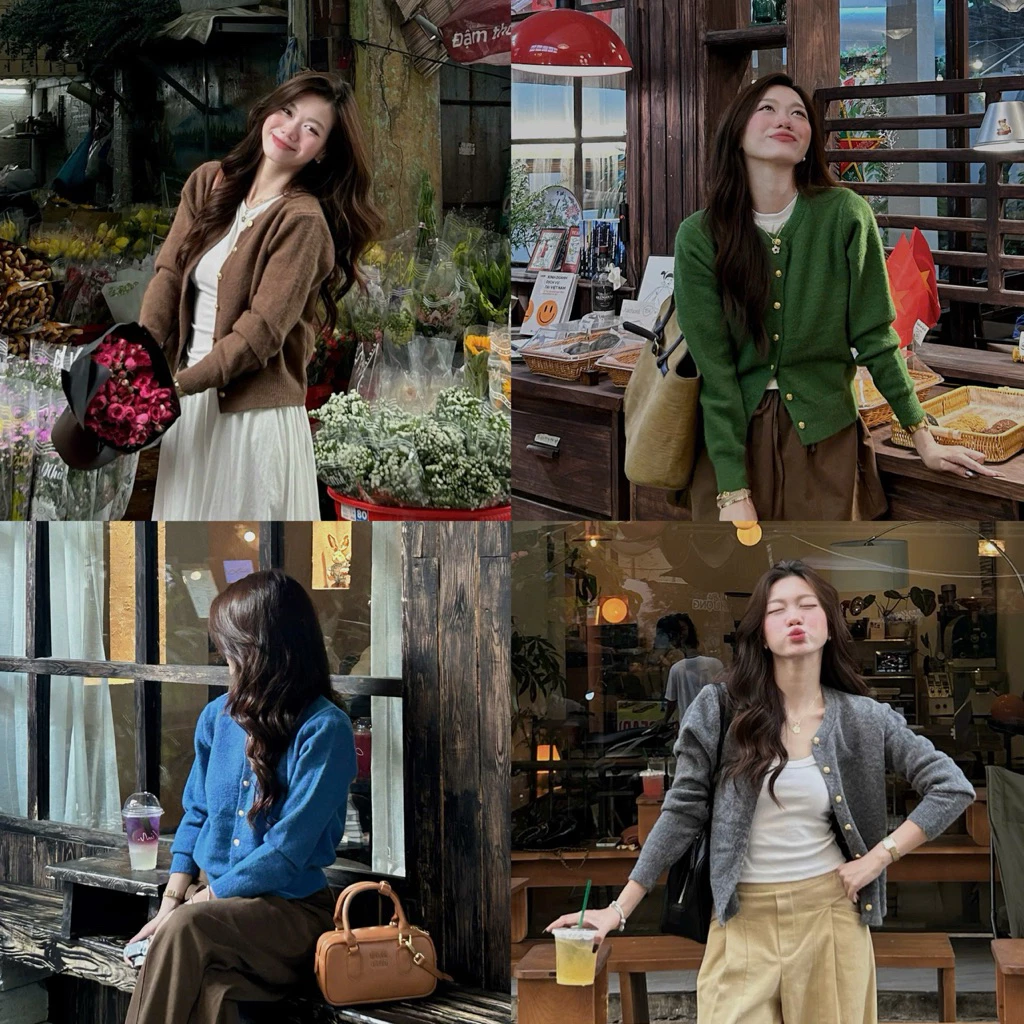 (ẢNH OLDSCHOOL) Áo len lông thỏ chất mịn form ôm dáng tag "EGG" khuy vàng