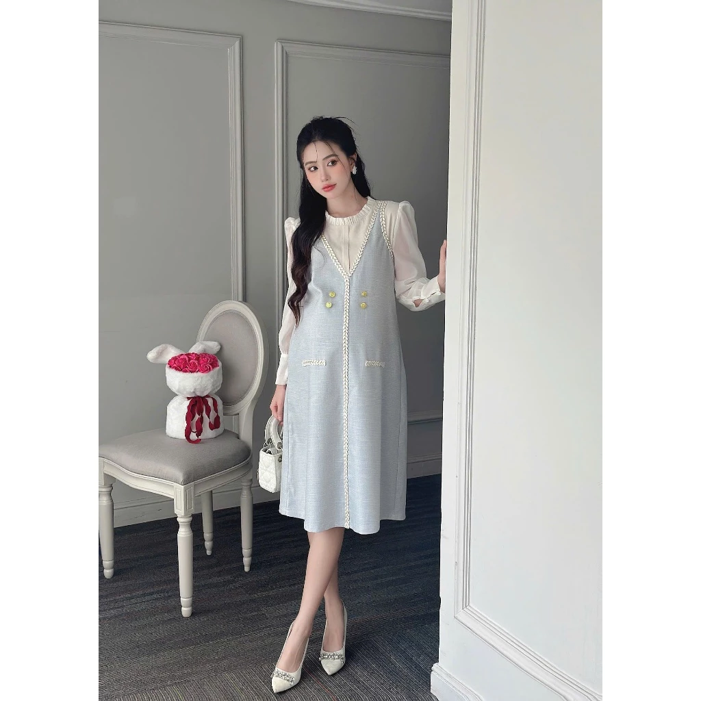 Đầm váy bầu thu đông MAMI MS110 dáng suông chất dạ tuýt cao cấp mặc được cả đi làm, đi chơi, đi tiệc