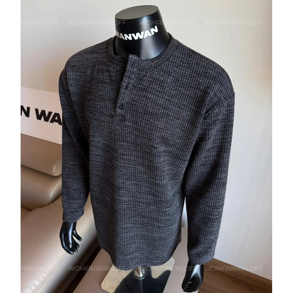 [DÀI TAY CỔ HENRY] Áo Thun Nam Cổ Henry WOMAN WAN – Form Trung, Dáng Chuẩn Vải Gân Tổ Ong Dày Cao Cấp, Basic Clean