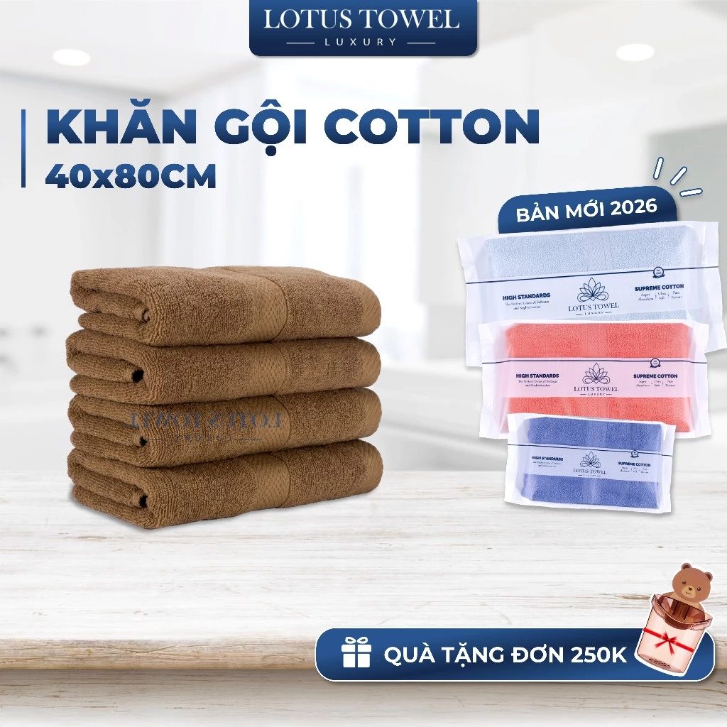 Khăn Tắm Nhỡ LOTUSTOWEL 40x80cm Hoàn Toàn Từ Cotton Tự Nhiên, siêu mềm mịn, thấm hút, dày dặn