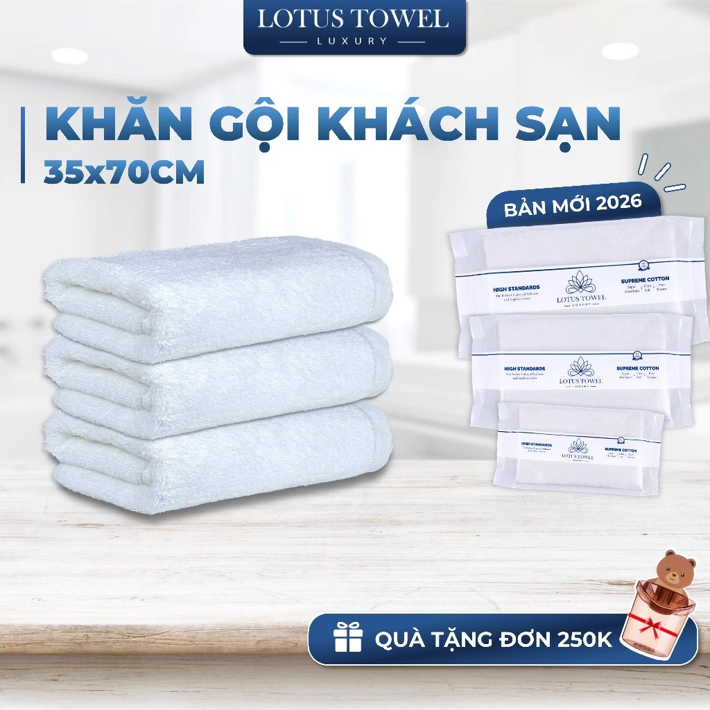 Khăn nhỡ KHÁCH SẠN màu trắng 35x70cm, Hoàn Toàn Từ Cotton Tự Nhiên, siêu mềm mịn, thấm hút, dày dặn - LOTUSTOWEL