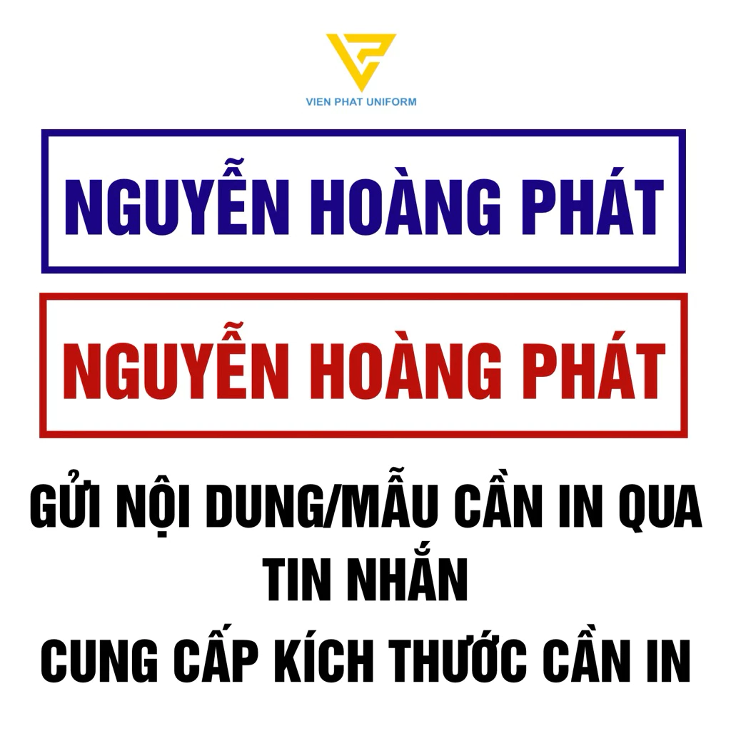 bảng tên ủi dính - in theo yêu cầu - loại vải và pet