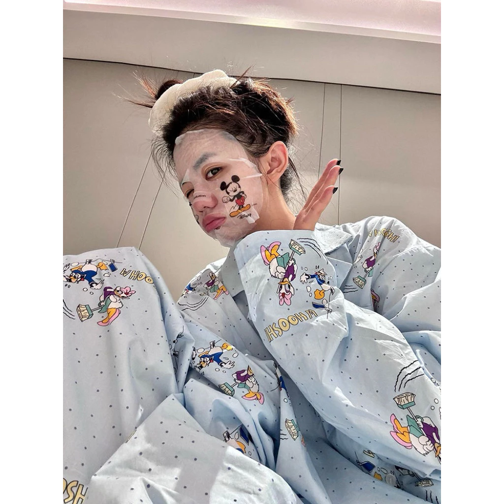 𝐂𝐡𝐚𝐫𝐥𝐨𝐭𝐭𝐞.𝐨𝐝_ Bộ Đồ Ngủ Dài Tay Hoạ Tiết Chú Vịt Donal.d Đáng Yêu