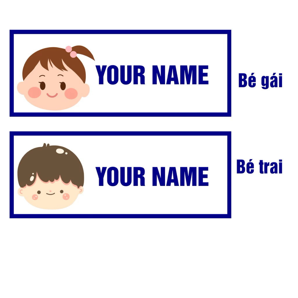 bảng tên ủi dính cho bé - in theo yêu cầu - loại vải và loại pet