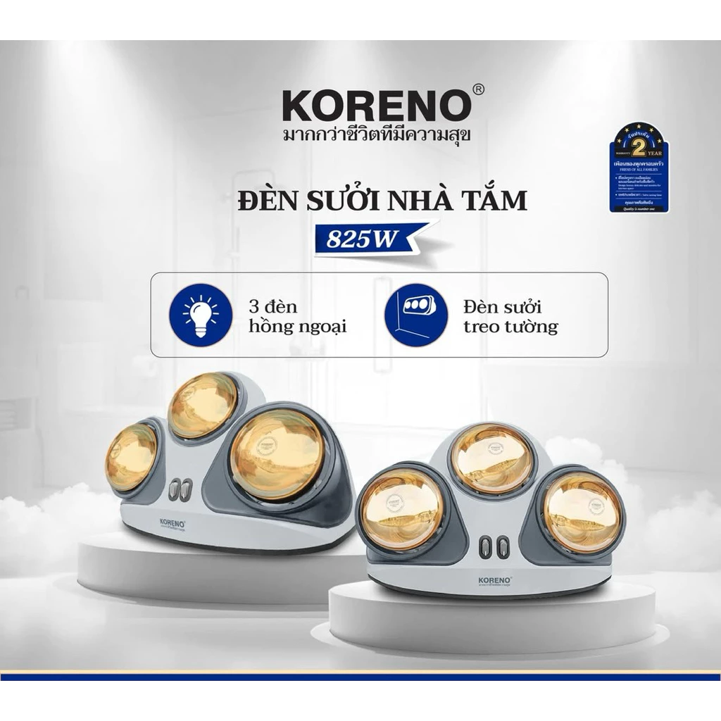 Đèn sưởi nhà tắm 2 bóng, 3 bóng, chống cháy, chống giật, bảo hành 3 năm