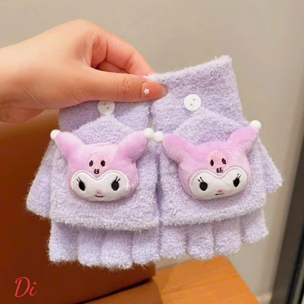Găng Tay Len Trẻ Em 3 Đến 10 Tuổi Hoạt Hình Sanrio Kuromi Cinamoroll Melody