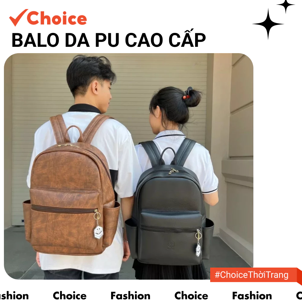 [Choice] Balo Da PU Cao Cấp FA2-2949-7 Chống Nước Thời Trang Nam Nữ - Kích Thước 30cm x 42cm