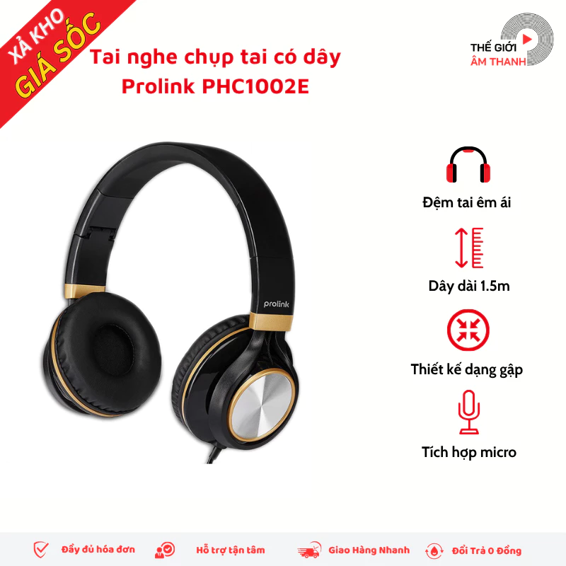 Tai Nghe Prolink PHC1002E - Tai Nghe Chụp Tai - Tai nghe Có Dây  - THẾ GIỚI ÂM THANH