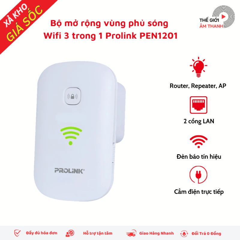 Bộ Mở Rộng Vùng Phủ Sóng 3 Trong 1 Prolink PEN1201 - THẾ GIỚI ÂM THANH