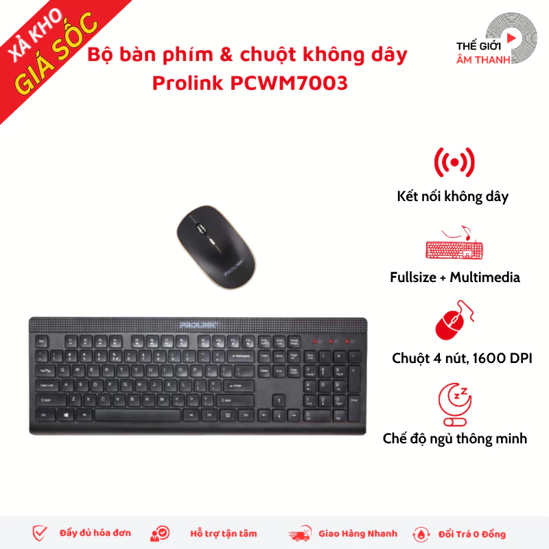 Bộ Bàn Phím Và Chuột Vi Tính Không Dây Prolink PCWM7003 - THẾ GIỚI ÂM THANH