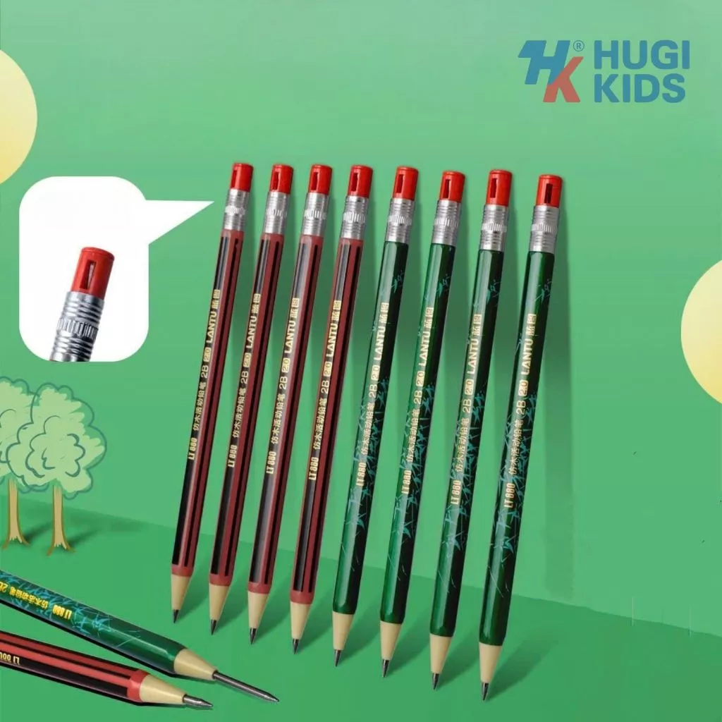 Bút Chì 2B Đầu Bấm ngòi 2.0mm DF-0069 – (Tặng Kèm 10 ngòi) Độ Đậm 2B, Viết Êm Nét Đẹp