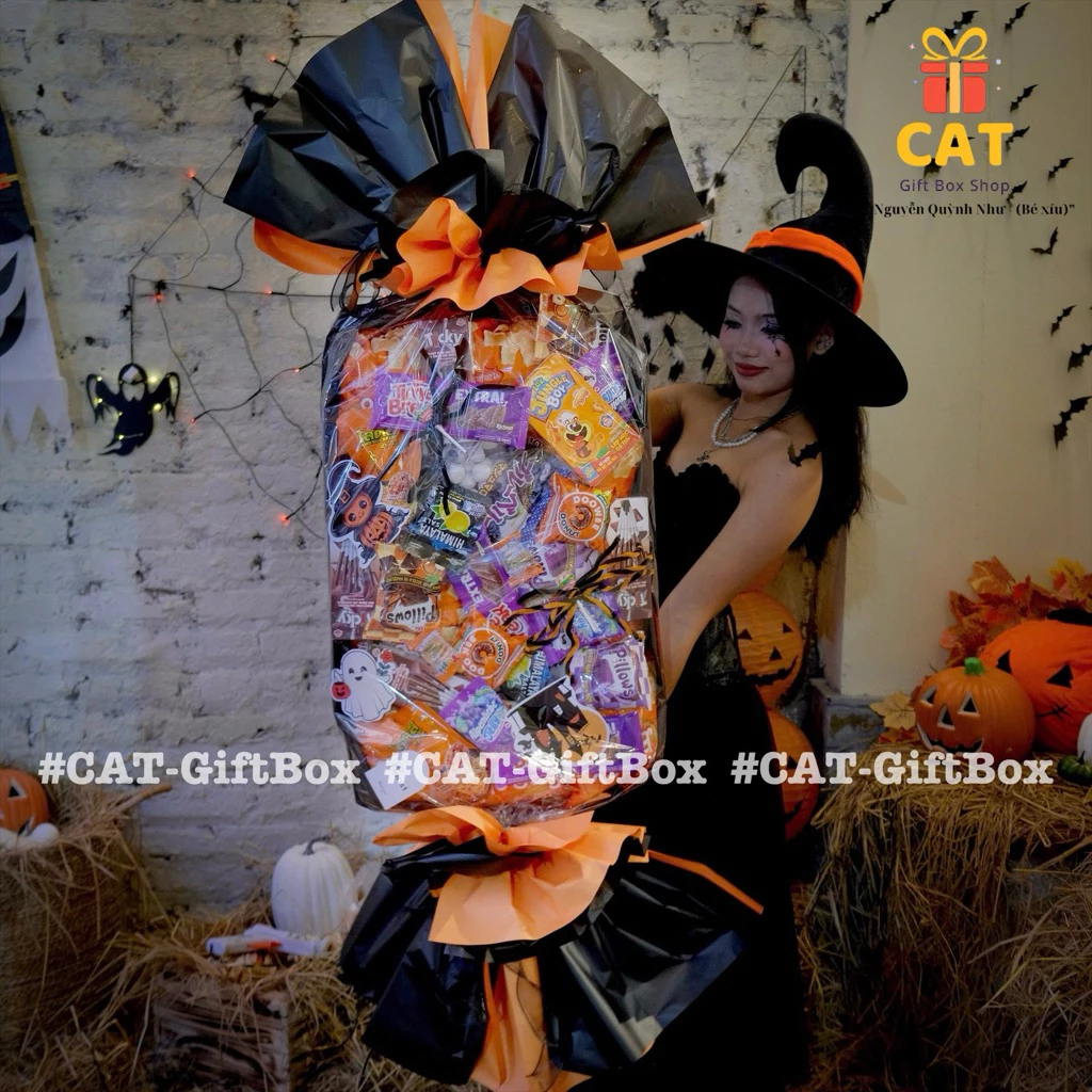 quà Halloween khổng lồ –bó kẹo Halloween cực to nổi bật,quà tặng Halloween trang trí tiệc, set quà halloween khổng lồ