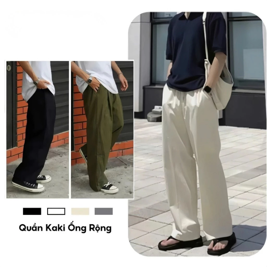 Quần ống xuông côn tây âu nam nữ ( CÓ VIDEO ẢNH THẬT) Quân Jocger Kaki ống rộng nhiều màu vải đẹp mềm mát