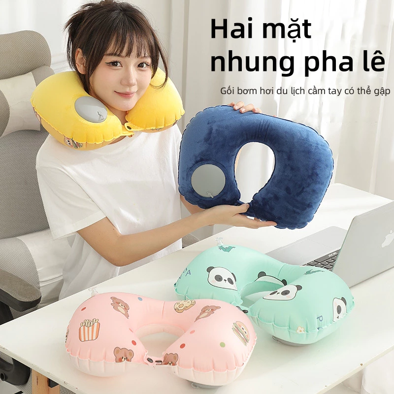 HELLO SHOP Gối bơm hơi chữ U, gối chữ U đi du lịch, gối ngủ trưa văn phòng, gối kê cổ