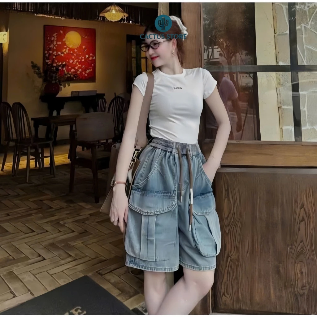 (mã 200) Quần sooc túi hộp, SHORT Jean túi hộp dáng Unisex chất đanh mềm từ 40-76kg