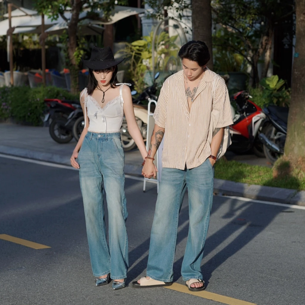 WHY.NOT - Quần Jeans Nam Ống Suông WHY NOT SKY BLUE BOYFRIEND JEAN - Quần Bò Nam Nữ Ống Suông Rộng