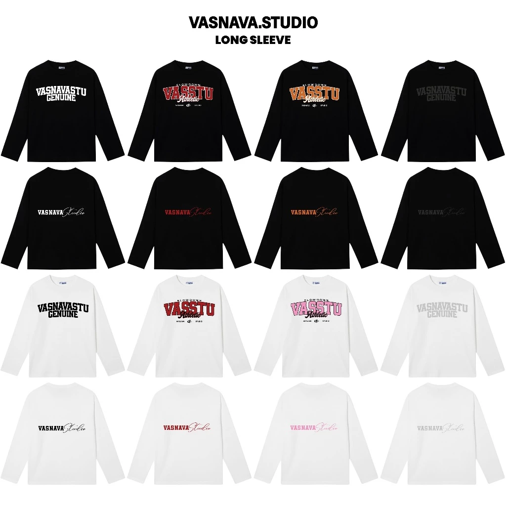 Áo Thun Dài Tay Vasnava Long Sleeve Slow Down - Cotton Nam Nữ Form Boxy Tay Dài Cổ Tròn Cotton 250gsm co giãn 2 chiều
