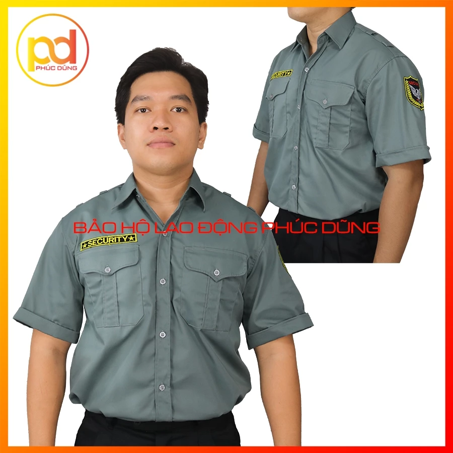 Áo đồng phục bảo vệ màu xám đậm ngắn tay đồng phục chuyên nghiệp đẹp thấm hút mồ hôi giá rẻ
