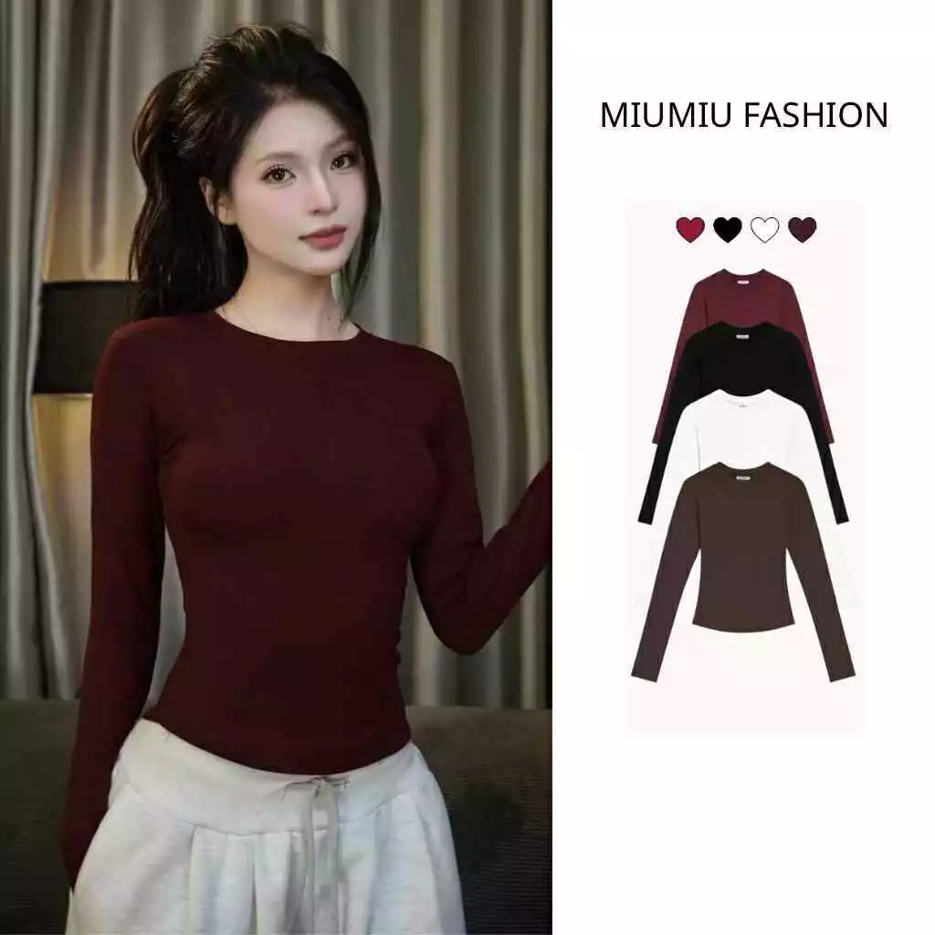 Áo Thun Nữ Dài Tay Cổ Tròn Chất Cotton Mịn Basic Dáng Ôm Đẹp_660