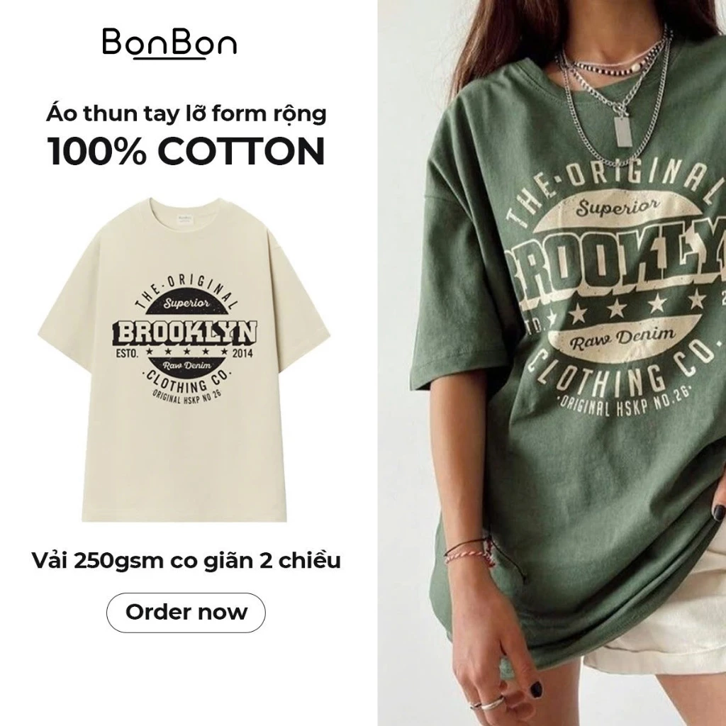 Áo thun tay lỡ form rộng unisex 100% cotton mát, vải 250gsm co giãn 2 chiều - AC1009