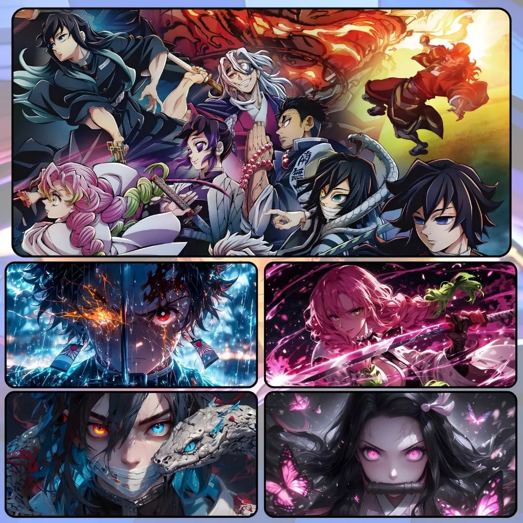 Bàn Di Chuột, Tấm Lót Chuột DEMON SLAYER CỠ LỚN  80x30cm / 90x40cm / 120x60cm Chống Trượt, Bền Đẹp