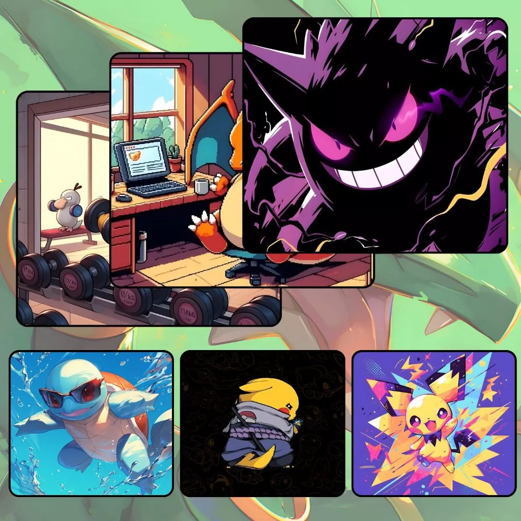 Bàn Di Chuột, Tấm Lót Chuột POKEMON GAMING SIZE 45x40cm / 35x30cm / 26x21cm Chống Trượt, Bền Đẹp