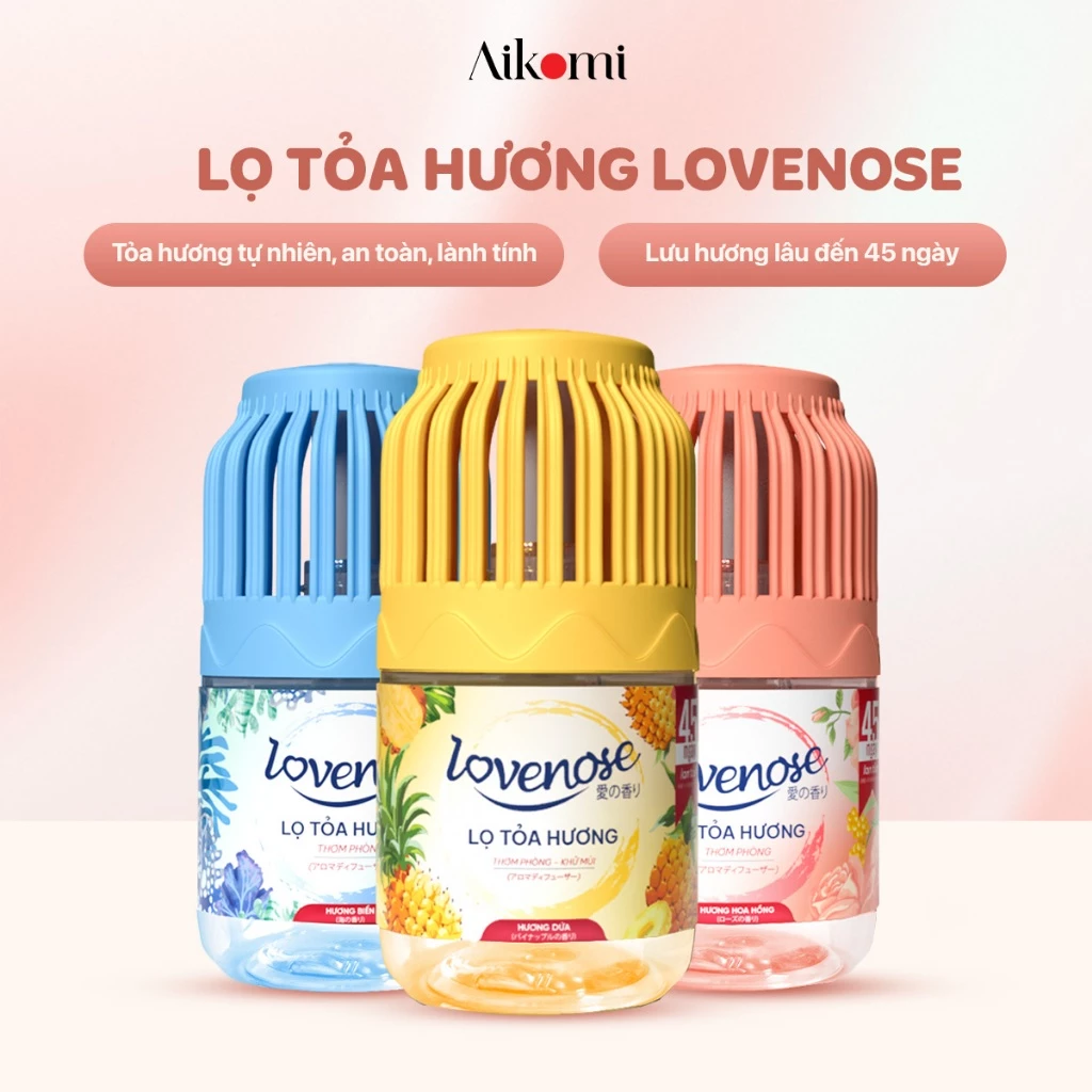 Lọ tỏa hương Lovenose hương thơm tự nhiên dễ chịu sáp thơm phòng khử mùi thế hệ mới 45 ngày - 180ml