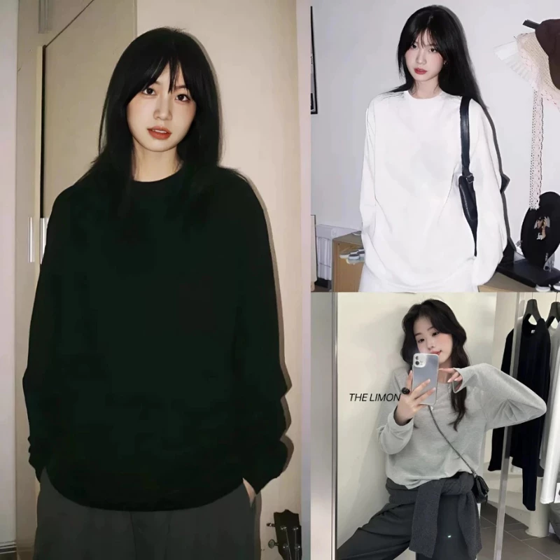 Áo Thun Trơn Form Rộng Dài Tay Nam Nữ  Lingling Form Rộng Basic, Chất Cotton Dày Mịn Phong Cách Hàn Quốc