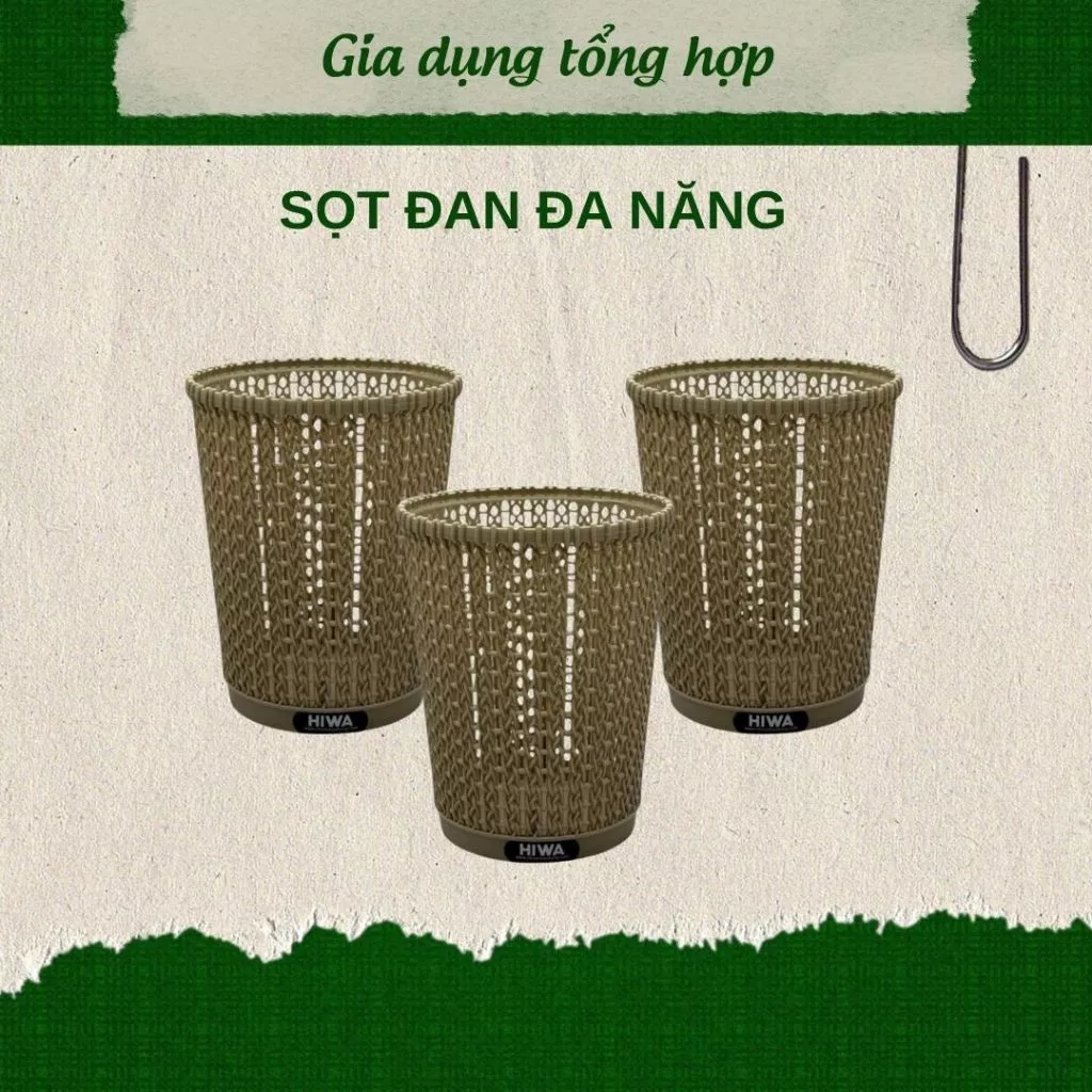 Sọt nhựa đan mây, sọt đựng đồ đa năng, sọt đựng rác, đựng dụng cụ, nhựa nguyên sinh an toàn