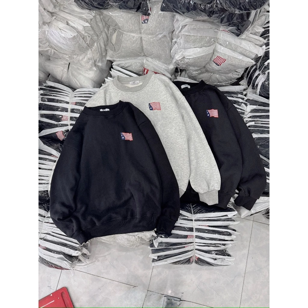 ÁO SWEATER CỔ TRÒN ON LÁ CỜ MỸ CHẤT NỈ DÀY DẶN MẪU MỚI
